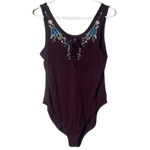 American Eagle Outfitters 🦅 Floral Bodysuit in Dark Plum